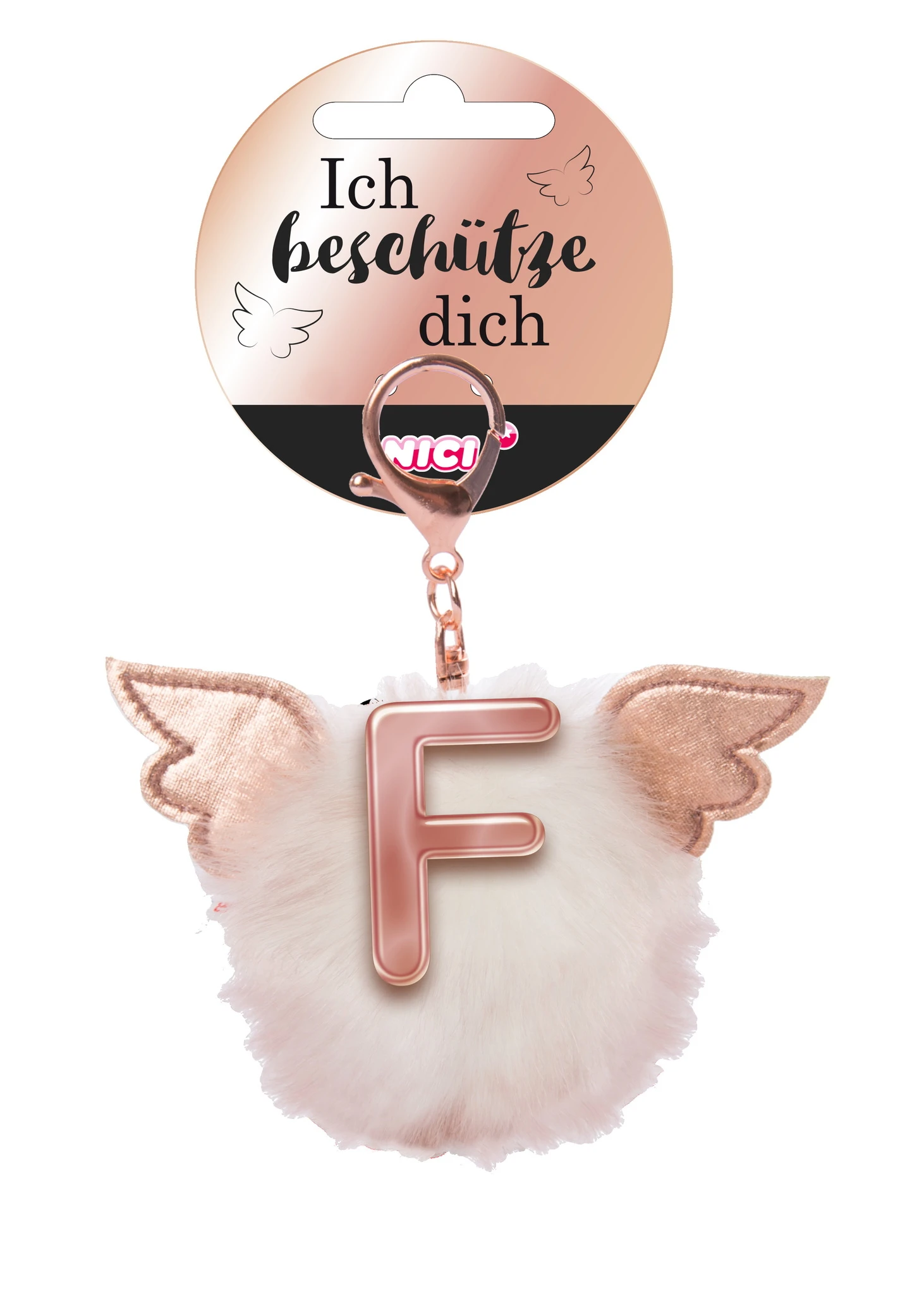 Nici 46975 Taschenanhänger Schutzbommel Mit Flügeln + Pompon Metallbuchstabe F 1 Nici 46975 Taschenanhänger Schutzbommel Mit Flügeln + Pompon Metallbuchstabe F