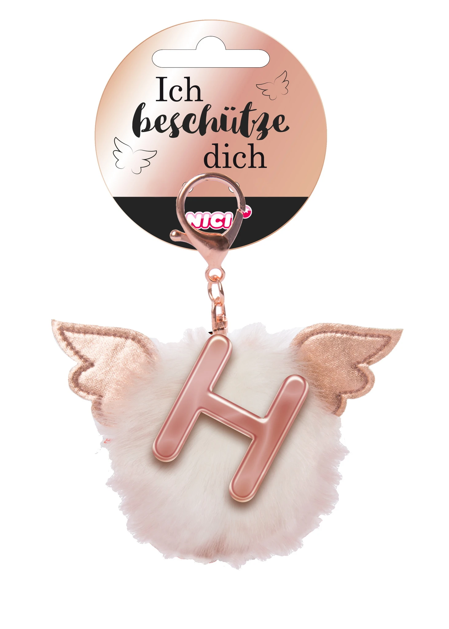 Nici 46977 Taschenanhänger Schutzbommel Mit Flügeln + Pompon Metallbuchstabe H 1 Nici 46977 Taschenanhänger Schutzbommel Mit Flügeln + Pompon Metallbuchstabe H