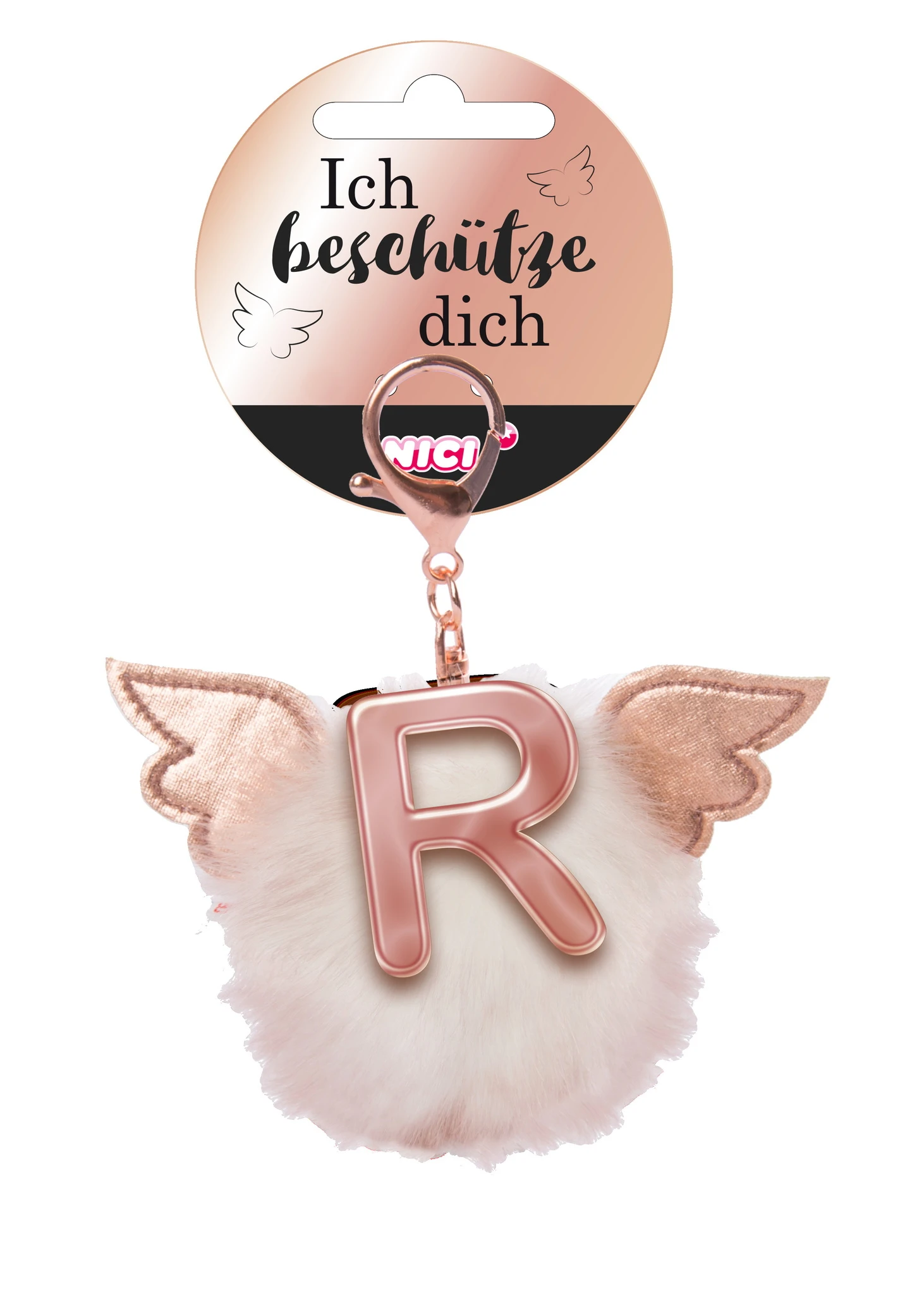 Nici 46986 Taschenanhänger Schutzbommel Mit Flügeln + Pompon Metallbuchstabe R 1 Nici 46986 Taschenanhänger Schutzbommel Mit Flügeln + Pompon Metallbuchstabe R
