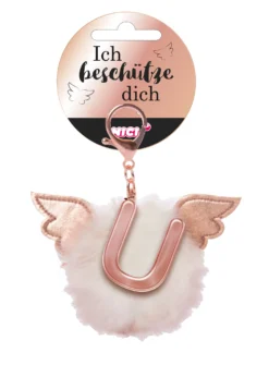 Nici 46989 Taschenanhänger Schutzbommel Mit Flügeln + Pompon Metallbuchstabe U