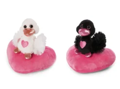 Nici 48264 + 48265 SET Schwäne Auf Herzkissen Ca 13cm Plüsch Love Classics GREEN