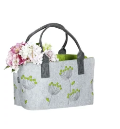 Gilde 48898 Filz Tasche Dillblüte Tragetasche Einkaufstasche Hellgrau