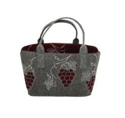 Gilde 49015 Filz Tasche "Weintraube" Tragetasche Einkaufstasche Dunkelgrau