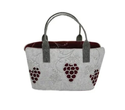 Gilde 49015 Filz Tasche "Weintraube" Tragetasche Einkaufstasche Hellgrau