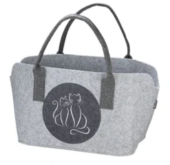 Gilde 49107 Filz Tasche Katzenpärchen Katzen Tragetasche Einkaufstasche Hellgrau
