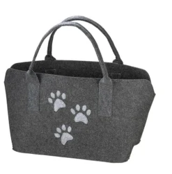 Gilde 49108 Filz Tasche Katzen Pfoten Tragetasche Einkaufstasche Dunkelgrau