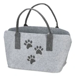 Gilde 49108 Filz Tasche Katzen Pfoten Tragetasche Einkaufstasche Hellgrau