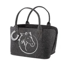 Gilde 49179 Filz Tasche Pferdekopf Tragetasche Einkaufstasche Dunkelgrau