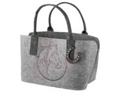 Gilde 49179 Filz Tasche Pferdekopf Tragetasche Einkaufstasche Hellgrau