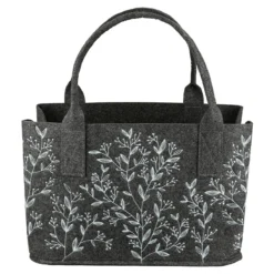 Gilde 49259 Filz Tasche "Wildwiese Petrol" Tragetasche Einkaufstasche Dunkelgrau