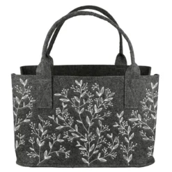 Gilde 49259 Filz Tasche "Wildwiese Weiß" Tragetasche Einkaufstasche Dunkelgrau