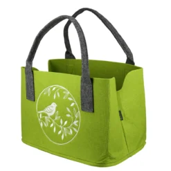 Gilde 49261 Filz Tasche "Vogel Auf Zweig" Tragetasche Einkaufstasche Grün