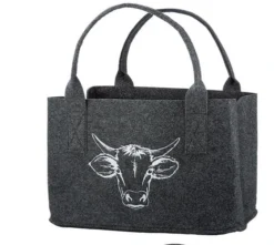 Gilde 49911 Filz Tasche Kuh-Kopf Tragetasche Einkaufstasche Dunkelgrau