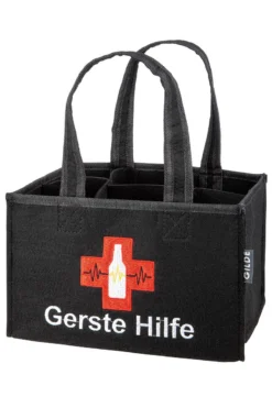 Gilde 49925 Filz Flaschen-Tasche "Gerste Hilfe" 6er Tragerl Dunkelgrau -Nicii Plusch Geschaft 49925 1