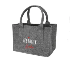 Gilde 50818 Filz Tasche Klein "Heimat" Für Unterwegs Einkaufstasche Dunkelgrau