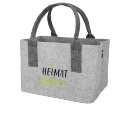 Gilde 50818 Filz Tasche Klein "Heimat" Für Unterwegs Einkaufstasche Hellgrau