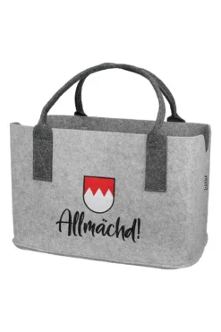 Gilde 51179 Filz Tasche Franken "Allmächd!" Tragetasche Einkaufstasche Hellgrau