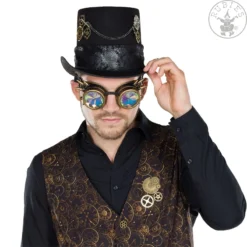 Rubies 6230646 Kupferfarbene Fliegerbrille Steampunk Hologramm Brille