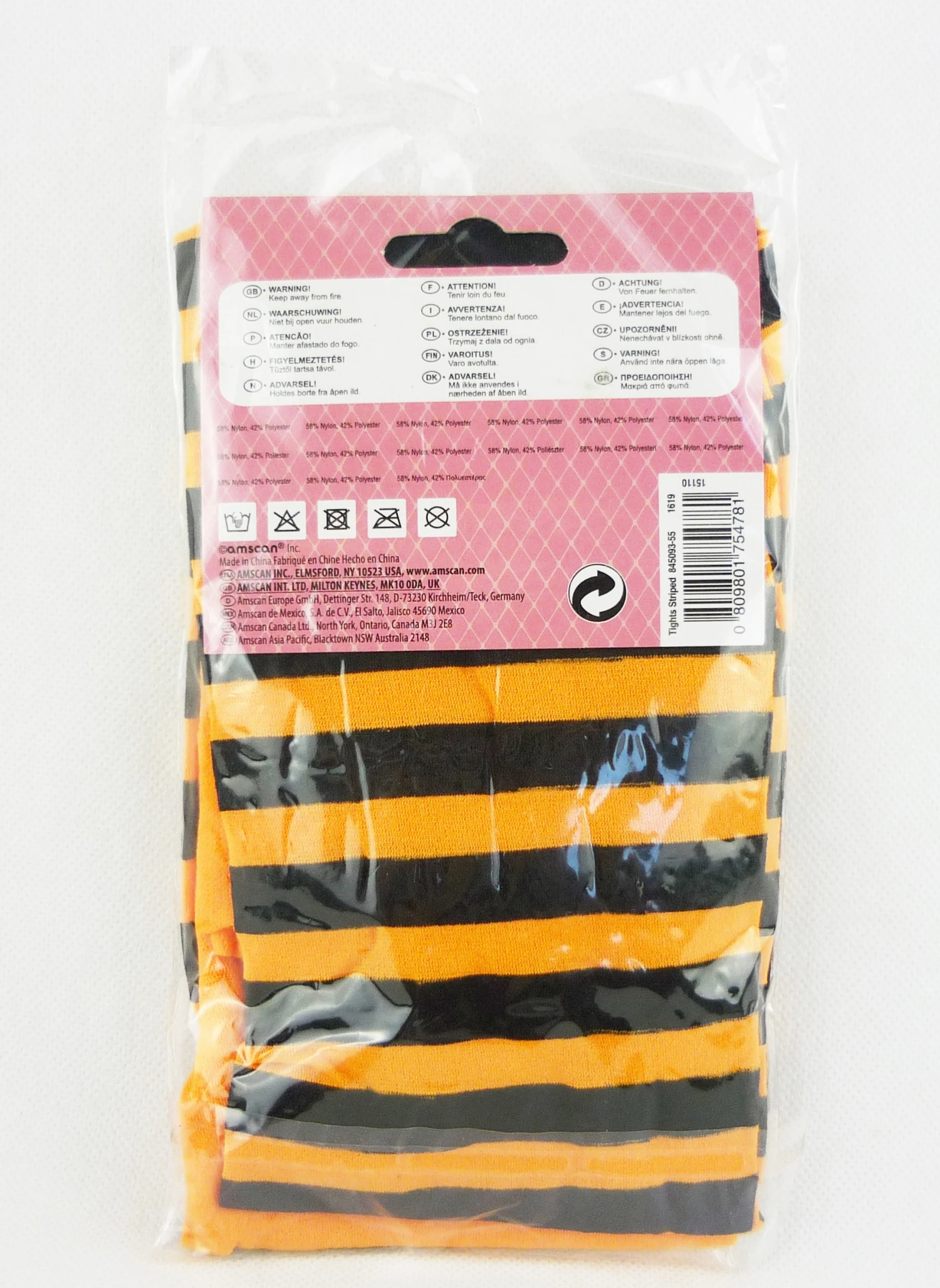 AMSCAN Christy's Tights Strumpfhose Schwarz/orange Gestreift Child S/M Gr. 104 2 AMSCAN Christy's Tights Strumpfhose Schwarz/orange Gestreift Child S/M Gr. 104 – Bild 2