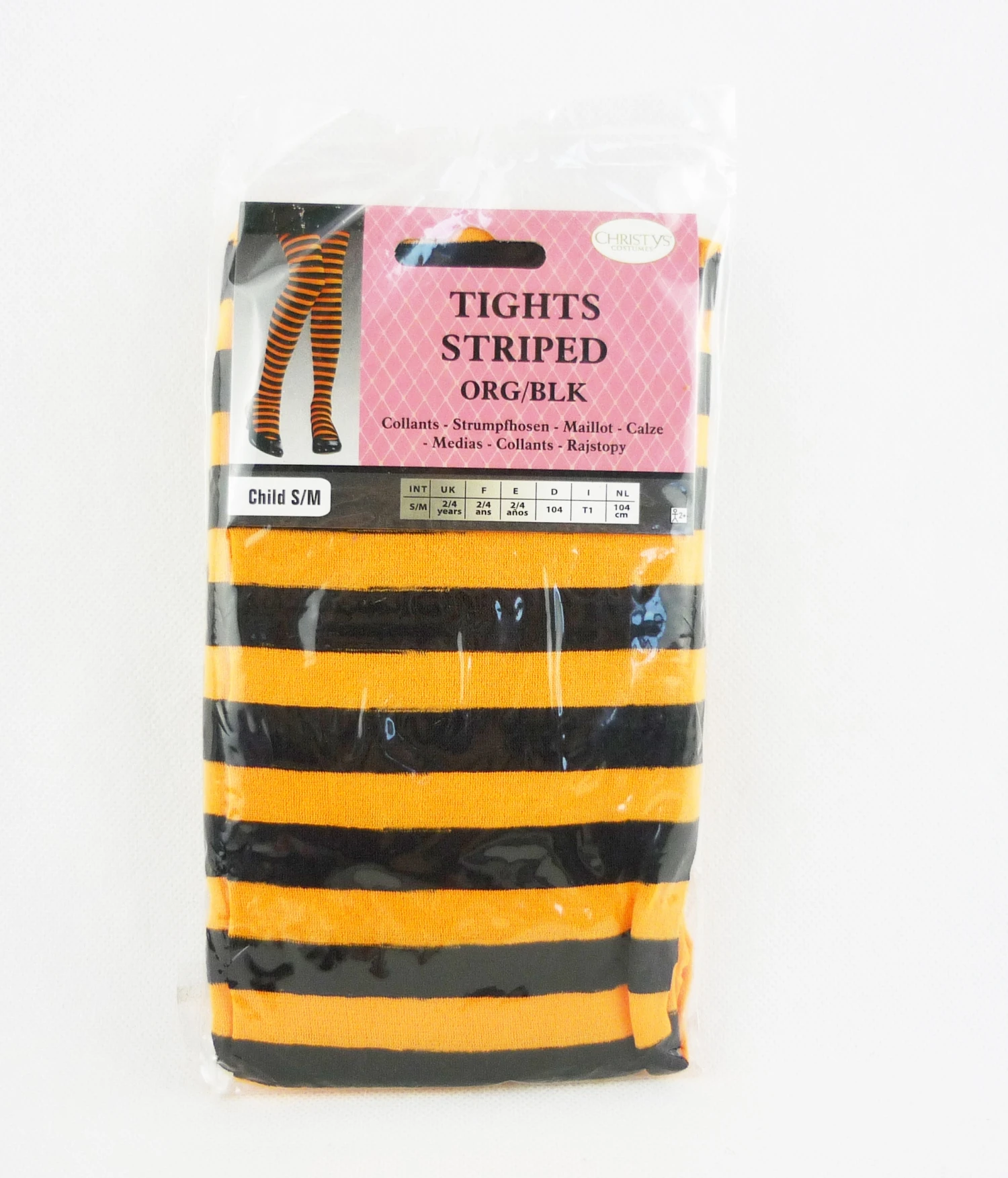 AMSCAN Christy's Tights Strumpfhose Schwarz/orange Gestreift Child S/M Gr. 104 1 AMSCAN Christy's Tights Strumpfhose Schwarz/orange Gestreift Child S/M Gr. 104