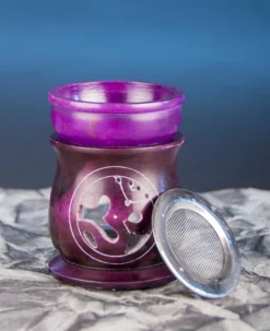 Berk ST-173 Aromalampe Duftlampe "OM" Mit Sieb Speckstein Violett 10x7,5cm