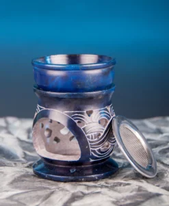 Berk ST-174 Aromalampe Keltischer Knoten Mit Sieb Speckstein Blau 10cm Hoch