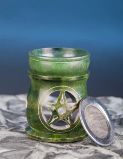 Berk ST-175 Aromalampe Duftlampe "Pentagramm" Mit Sieb Speckstein Grün 10x7,5cm