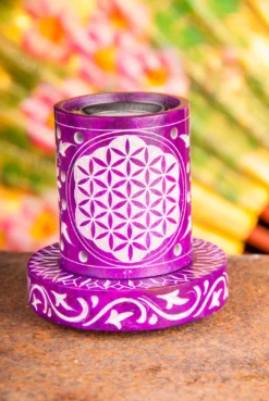 Berk ST-197 Blume Des Lebens Stövchen Siebgefäß Lila Aus Speckstein