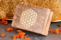 Berk T-28 Holzbox Blume Des Lebens Gschnitzt Mit Blattgoldüberzug